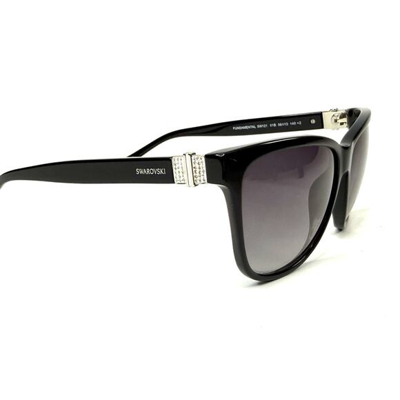 Swarovski Crystal-Accent Black Silver Square Sunglasses Gradient SW121 01B 56 - Picture 3 of 8